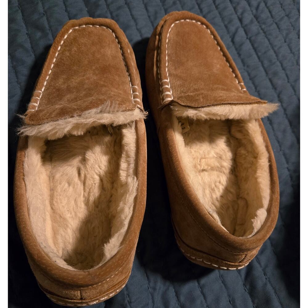 LAME moccasin slippers with fur